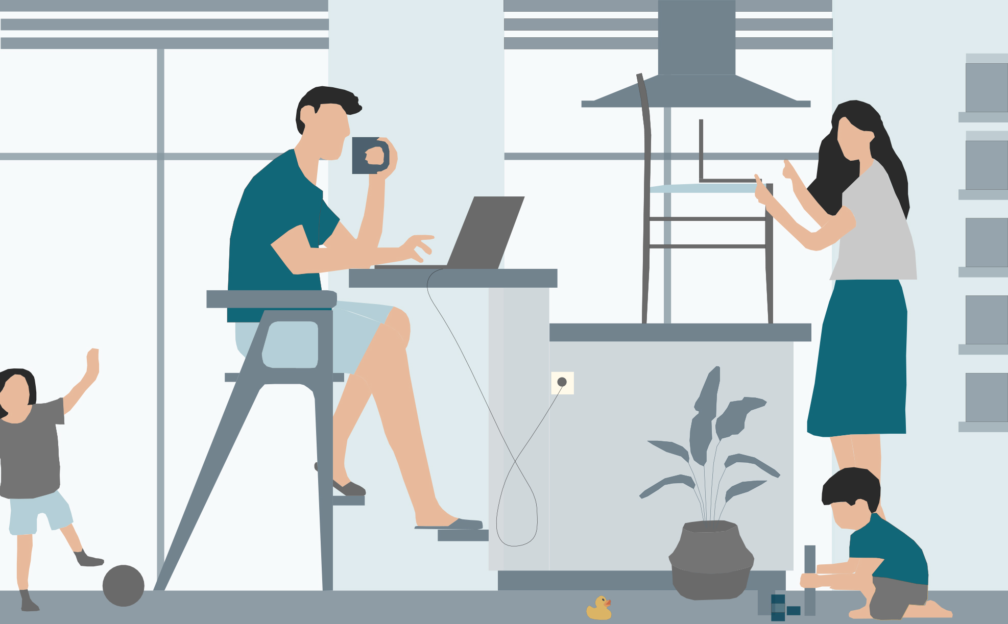 Diverse professionals collaborating using a holographic AI interface in a modern office setting.